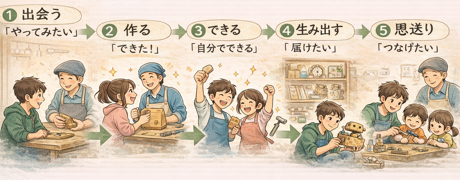 壱環 5ステージ: 出会う→作る→できる→生み出す→恩送り